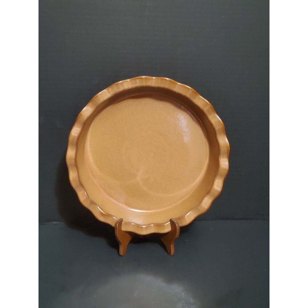 Target Threshold Stoneware Pie Dish Caramel Tan Scalloped Ruffled 10.5" Plate